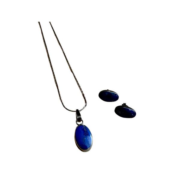 Vintage Set of Lapis Lazuli Necklace and Earrings - Picture 3 of 9